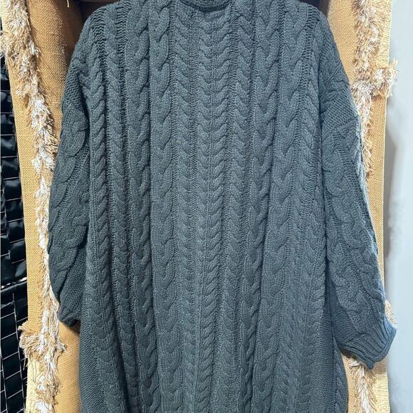 POL Chunky Cable Knit Long Line Slouchy Open Cardigan Sweater Gray S - Picture 3 of 6